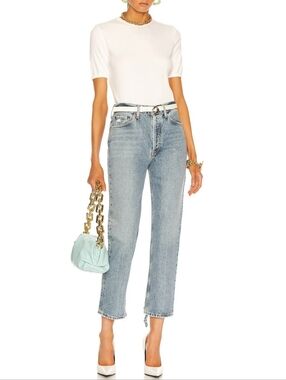 AGOLDE Lana High Rise Straight Leg Crop Jeans Drum Wash Blue Denim Size 24